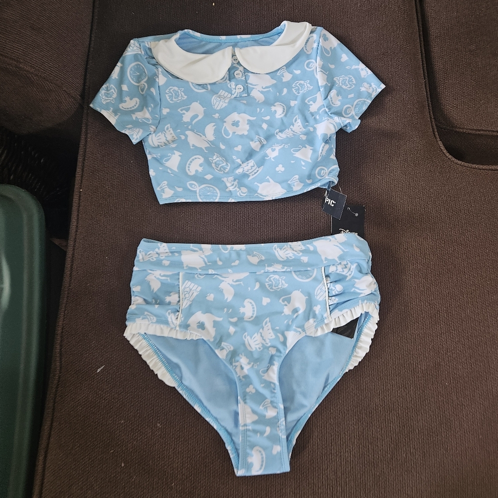 Disney Hot Topic Womens Alice In Wonderland Swim Suit